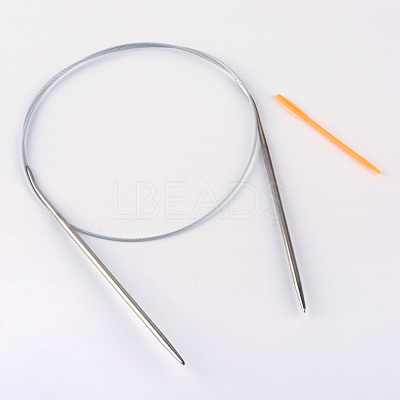 Steel Wire Stainless Steel Circular Knitting Needles and Random Color Plastic Tapestry Needles TOOL-R042-800x2.5mm-1