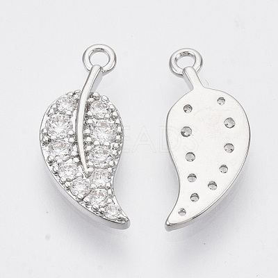 Brass Micro Pave Clear Cubic Zirconia Pendants ZIRC-T011-12P-NF-1