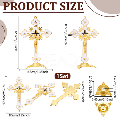 Religion Alloy Enamel Crucifix Cross Statue Display Decorations DJEW-WH0043-105D-1