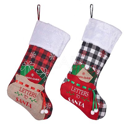 2Pcs 2 Style Christmas Socks Gift Bags HJEW-SZ0001-08-1