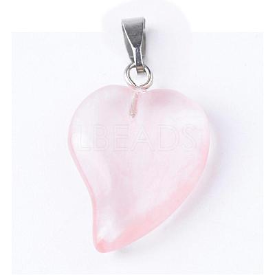 Cherry Quartz Glass Pendants with Brass Findings G-R390-05-1