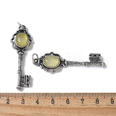 Key Brass Gemstone Big Pendants KK-D361-01AS-1