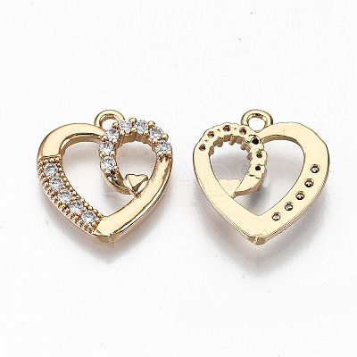 Brass Micro Pave Cubic Zirconia Pendants X-KK-S359-057-RS-1