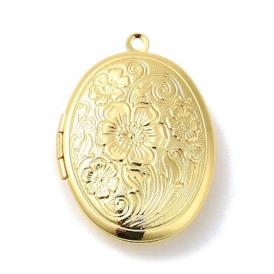 Rack Plating Brass Locket Pendants KK-K277-03G-1