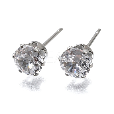 Cubic Zirconia Ear Studs X-STAS-E051-3D-1