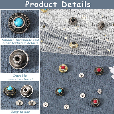 24 Sets 12 Style Alloy Buttons FIND-CP0001-87-1