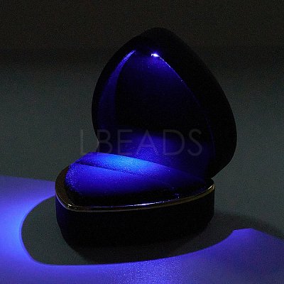 Heart Plastic Jewelry Ring Boxes OBOX-F005-04B-1