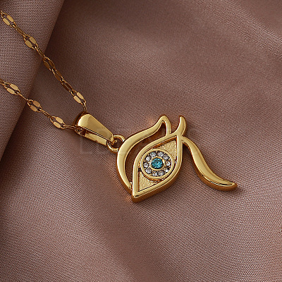 Vintage 304 Stainless Steel Glass Eye of Ra Pendant Necklaces for Women LS-EQ3909-1