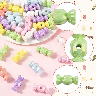 40Pcs UV Plating Opaque Acrylic Beads OACR-FS0002-27-1