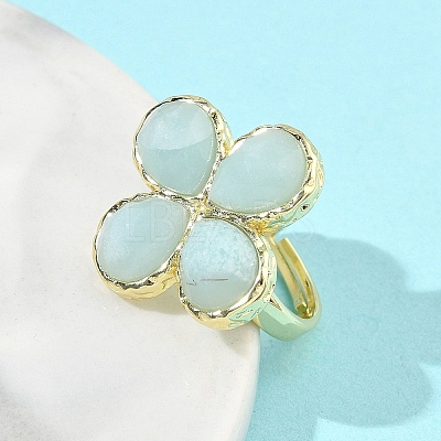 Natural Amazonite Faceted Adjustable Ring for Women RJEW-A092-01G-13-1