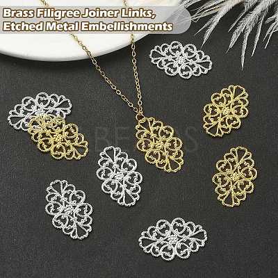 10Pcs 2 Colors Brass Filigree Joiners KK-YW0002-20-1