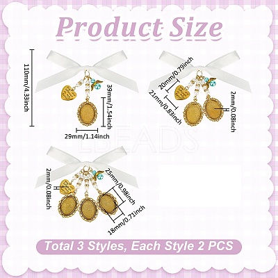 6Pcs 3 Styles Alloy Oval Tray Brooch Base Settings PALLOY-UN00035-1