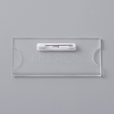 Transparent Acrylic Rectangle ID Card Sleeves Brooch Finding FIND-WH0108-54-1