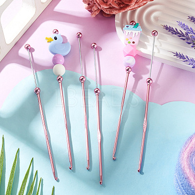 4Pcs DIY Alloy Beadable Crochet Hooks AJEW-TA0003-50D-1