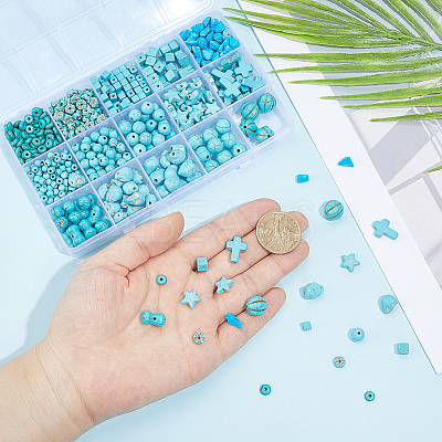 15 Styles Synthetic Turquoise & Natural Magnesite Beads Sets TURQ-AR0001-52-1