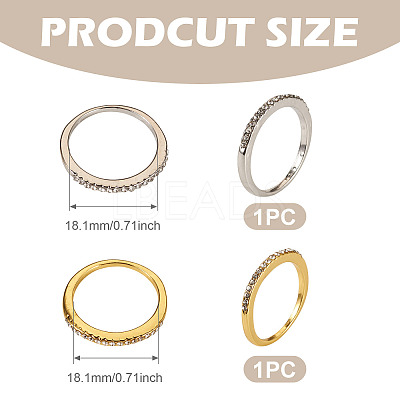 2Pcs 2 Colors Alloy with Crystal Rhinestone Finger Rings RJEW-TADJ0001-01B-1