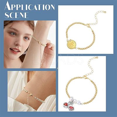 8Pcs Half Finished Brass Round Beaded Bracelets AJEW-NB0003-64-1