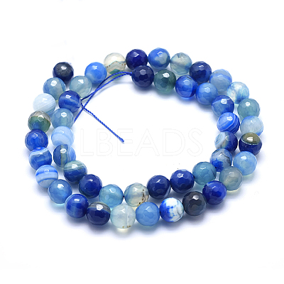 Natural Striped Agate/Banded Agate Beads G-J371-01-8mm-1