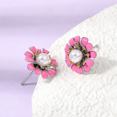 Brass Enamel Stud Earrings KK-CBA8324-27P-03-1