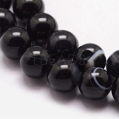 Natural Black Agate Bead Strands G-K166-13-8mm-05-1