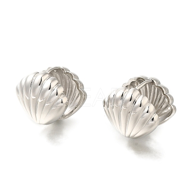 Rack Plating Shell Shape Brass Hoop Earrings EJEW-H016-34P-1