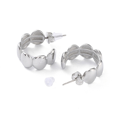 Non-Tarnish 304 Stainless Steel Oval Stud Earrings LS-EJEW-H115-25P-1