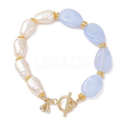 3Pcs 3 Styles Imitation Gemstone & ABS Imitation Pearl Acrylic Beaded Bracelets for Women BJEW-JB12157-1