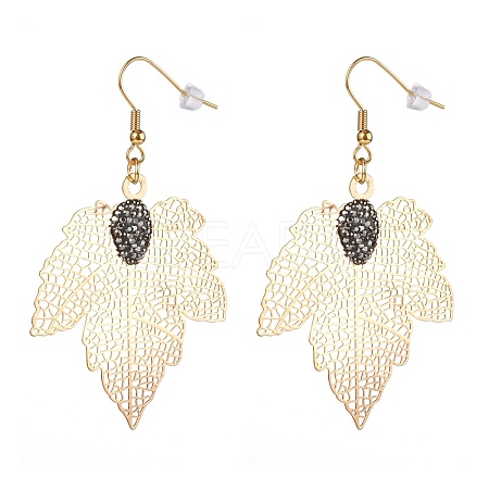 Brass Rhinestone Dangle Earrings EJEW-JE04495-02-1