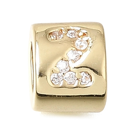 Brass Micro Pave Clear Cubic Zirconia Beads CU-CBAA19F-01G-C-1