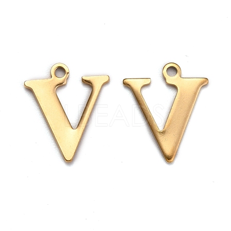 Ion Plating(IP) 304 Stainless Steel Alphabet Charms STAS-H122-V-G-1