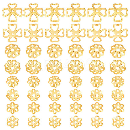 48Pcs 4 Styles 925 Sterling Silver Bead Caps STER-PH0003-97-1