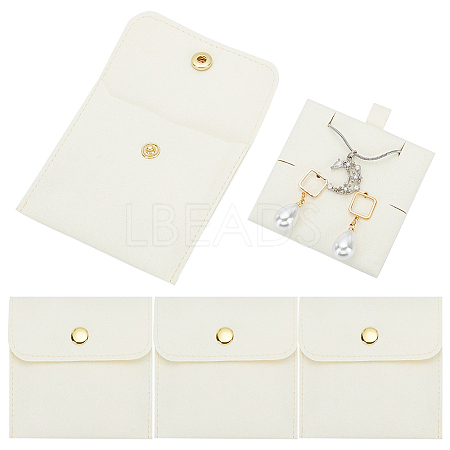 4 Sets Square Microfiber Packing Button Bags ABAG-WR0001-09B-1