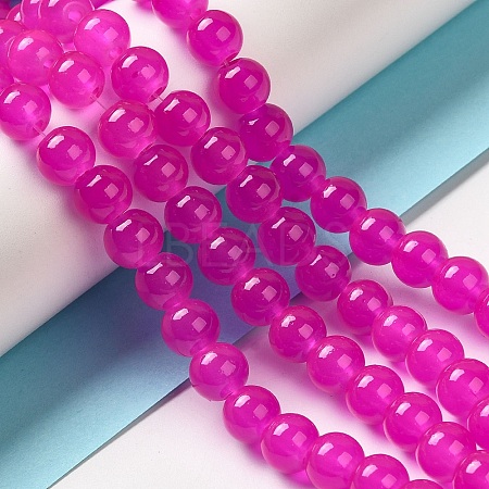 Baking Paint Imitation Jade Glass Round Bead Strands DGLA-Q021-8mm-28-1