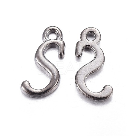Gunmetal Plated Alloy Letter Pendants LS-PALLOY-J718-01B-S-1