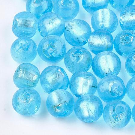 Handmade Silver Foil Glass Beads FOIL-R054-12mm-5-1