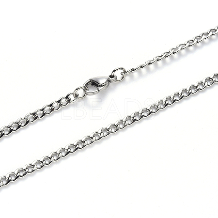 Non-Tarnish Men's 304 Stainless Steel Cuban Link Chain Necklace NJEW-S420-002P-1