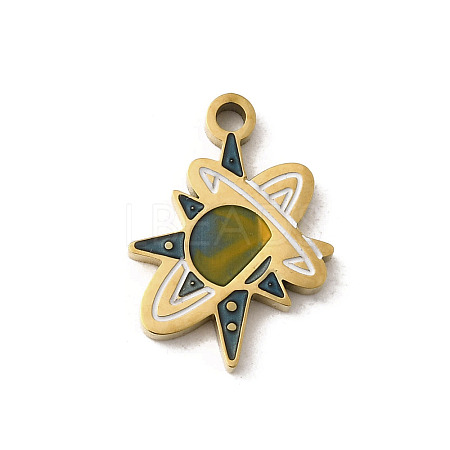 304 Stainless Steel Enamel Pendants STAS-I335-08G-1