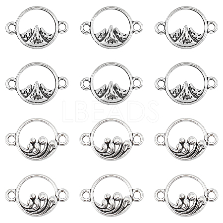 SUNNYCLUE 120Pcs 2 Styles Tibetan Style Alloy Connector Charms TIBEP-SC0002-70-1