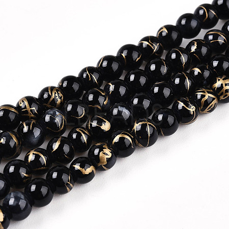 Baking Paint Glass Beads Strands DGLA-N003-4mm-B10-1