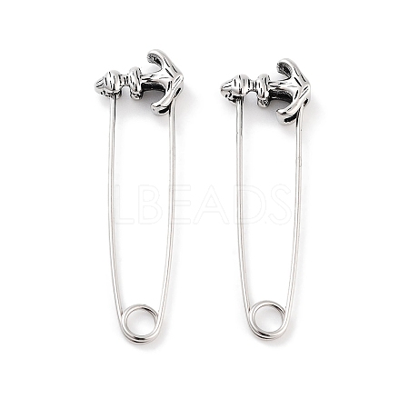 Anchor 316 Surgical Stainless Steel Safety Pin Hoop Earrings for Women EJEW-Z050-28AS-1