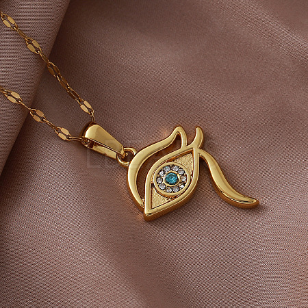 Vintage 304 Stainless Steel Glass Eye of Ra Pendant Necklaces for Women LS-EQ3909-1