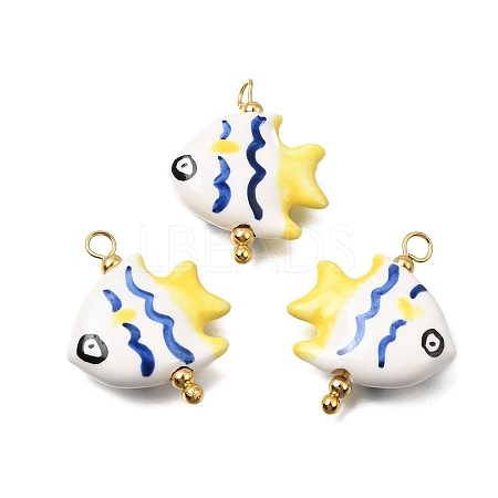 Ocean Themed Hand Painted Ceramic Porcelain Pendants PR-CBA0027-05G-07-1