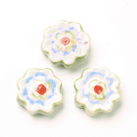Handmade Porcelain Flower Beads Strands PORC-J008-04C-1