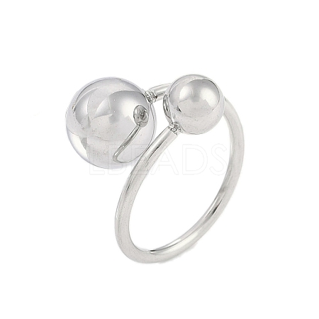 304 Stainless Steel Round Open Cuff Ring for Women RJEW-C097-07P-1