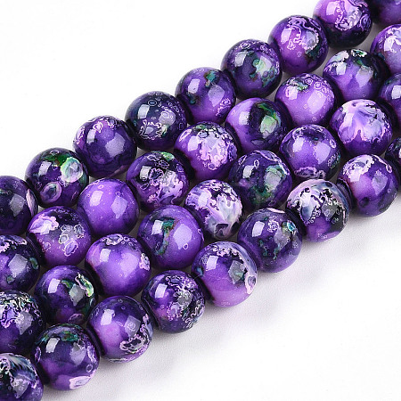 Baking Paint Glass Beads Strands DGLA-N003-10mm-A07-1