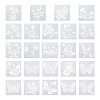 2Sets Square with Floral & Butterfly Pattern PET Drawing Stencil DIY-CW0001-12-1