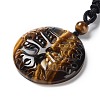 Natural & Synthetic Mixed Stone Tree of Life Pendant Necklace with Nylon Rope NJEW-H009-03-3