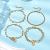 4Pcs 4 Styles 304 Stainless Steel & Brass Chain Bracelets BJEW-JB11022-2