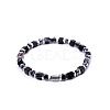 Natural Black Banded Agate(Dyed & Heated) Cube Beaded Stretch Bracelets for Women EZ7380-3-1