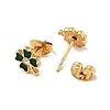 Enamel Clover with Crystal Rhinestone Stud Earrings with 316 Surgical Stainless Steel Pins EJEW-A081-12G-02-2